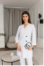 Костюм  женский | Халат  033-1 / Брюки 003-8 (белый/чёрн.пуговицы)   
