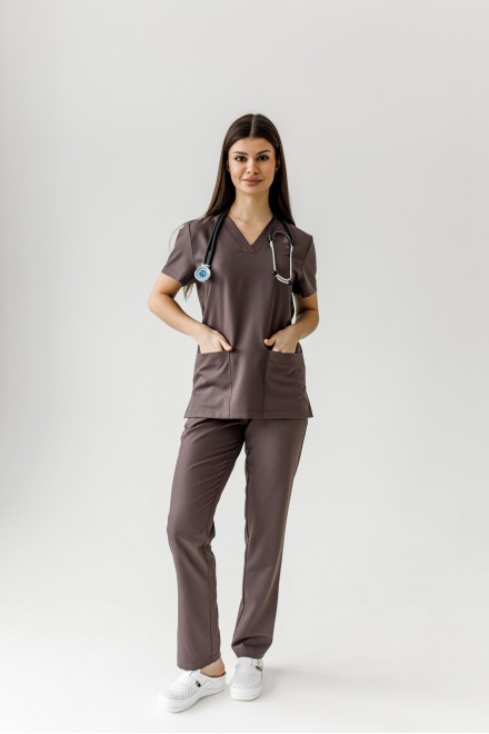 Костюм женский | Блуза 146 / Брюки 003-6 или 003-8 (кофе)